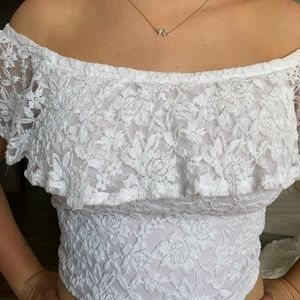 White lace cropped top